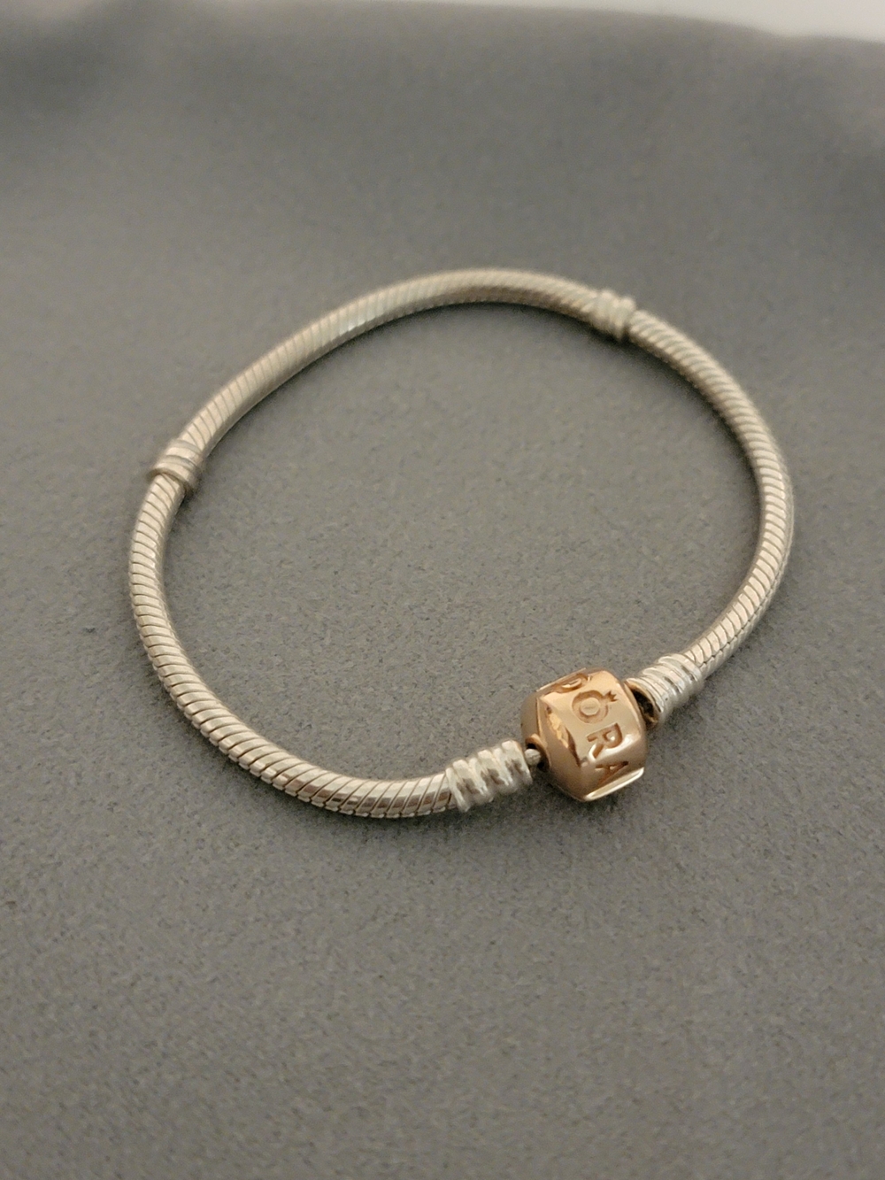 Pandora Rose Gold & Silver Snake Chain Bracelet 6.7"